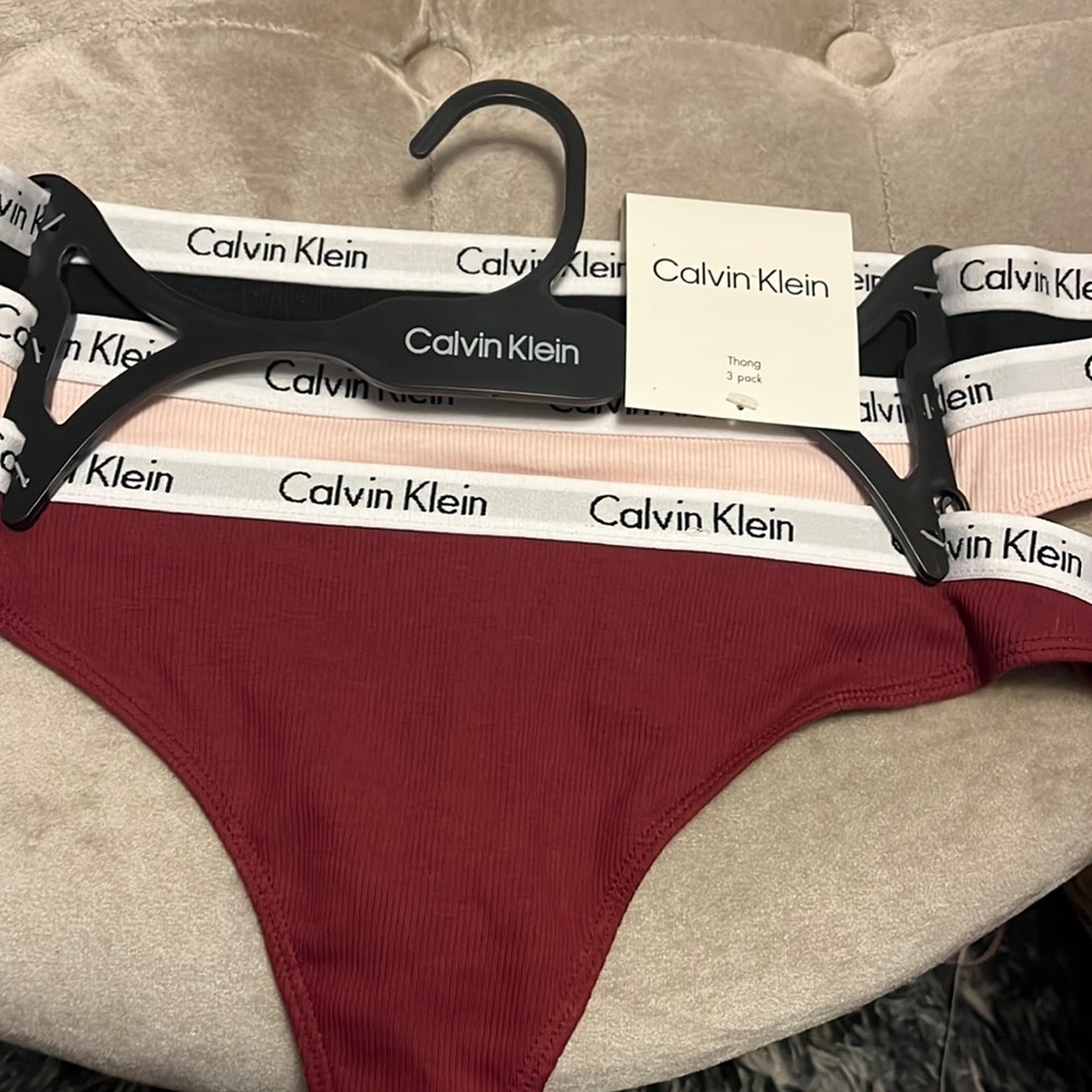 Calvin Klein ribbed thong panties, 3 pack